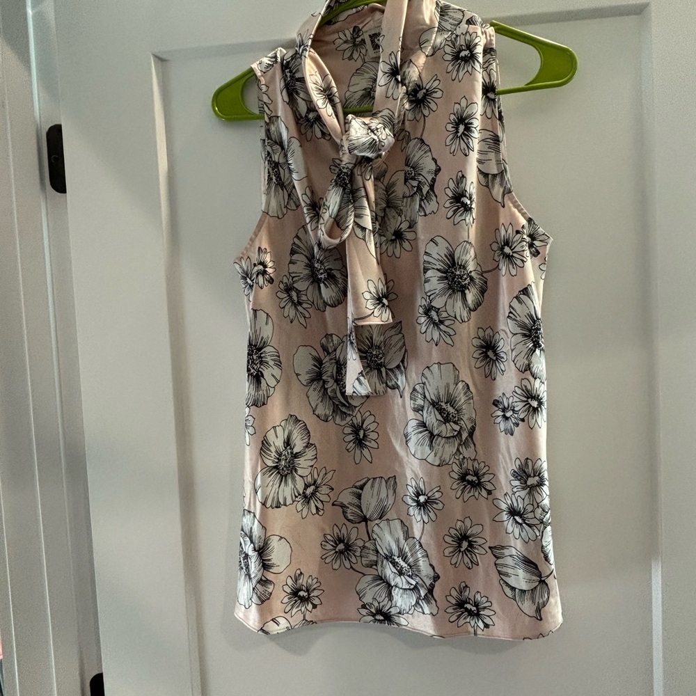 Floral Sleeveless Top - Pink and Black